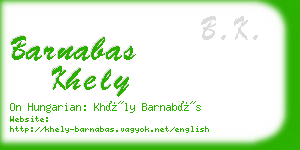 barnabas khely business card